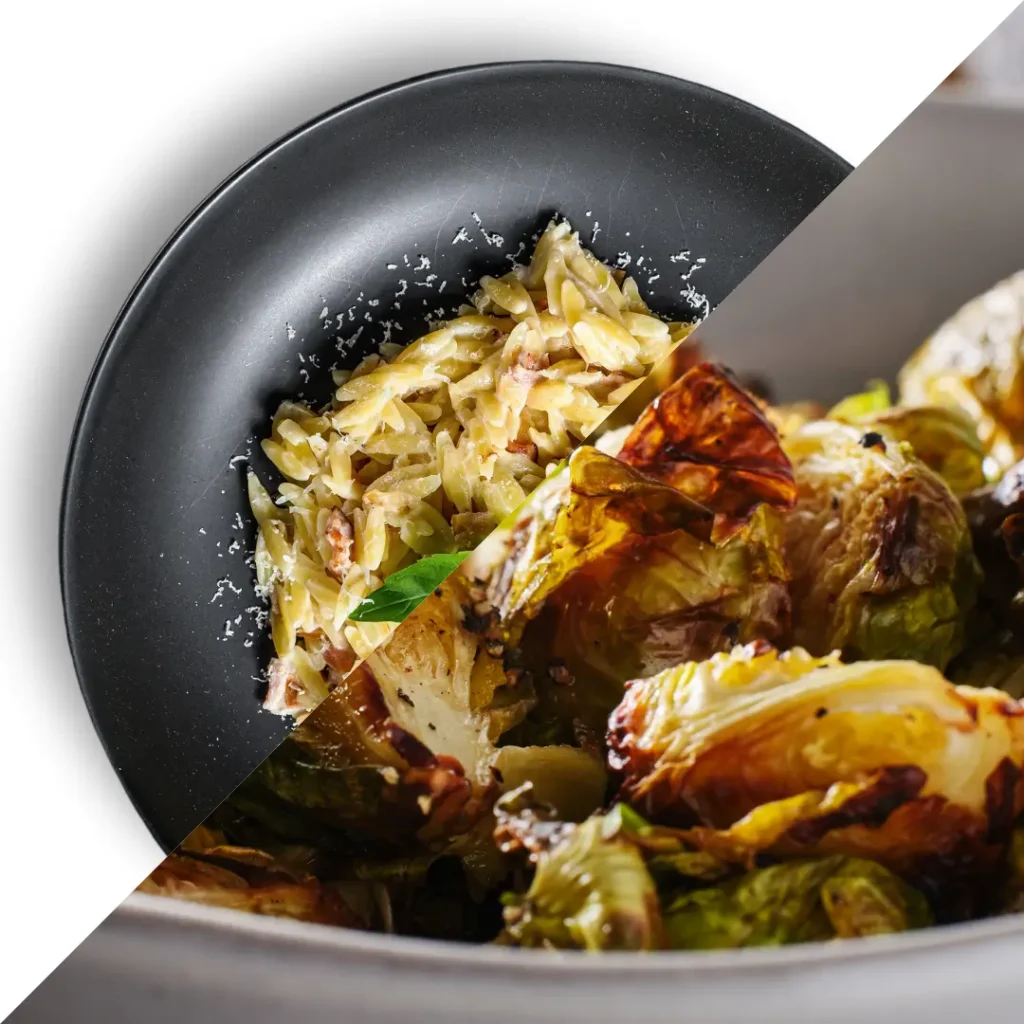 italian risotto and crispy brussel sprouts